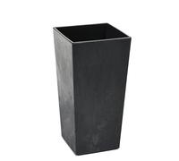 Tymar Maceta, macetero, macetero, maceta de plástico, grande, cuadrada, alta, brillante, jardín, balcón, terraza, casa (hormigón negro alto, 30 x 30 cm)