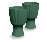 Tymar - Maceta para flores, cubremaceta, 2 piezas, forma redonda (DBMIS verde bosque, ø 19 cm)
