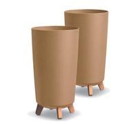 Tymar Macetas grandes con patas, macetero de flores, maceta grande, jardinera mate, macetero para interior y exterior ((2 unidades) Madera; Altura 44,5 cm/ø 24 cm)