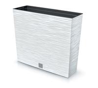 Tymar Macetero alto, jardinera para exteriores, protección visual, para exteriores, rectangular, color blanco, 58 x 18 x 50 cm