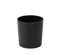 TYMAR Macetero con inserto, macetero de plástico, macetero grande, forma redonda, aspecto de cincel, interior y exterior, jardín, balcón, terraza, casa MADL001 (negro, diámetro 30 cm)