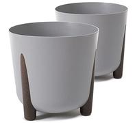 Tymar Macetero con patas, paquete de 2, forma redonda, maceta (pack de 2) Ecogris, diámetro de 21 cm