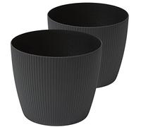Tymar Macetero de 2 unidades, forma redonda, 2 unidades, color negro, diámetro de 30 cm