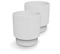 Tymar Macetero de 2 unidades, forma redonda (DBMIN blanco, diámetro de 20 cm)