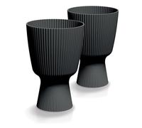 Tymar Macetero de 2 unidades, forma redonda (DBMIS negro, diámetro de 15 cm)
