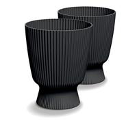 Tymar Macetero de 2 unidades, forma redonda (DBMIS negro, diámetro de 22 cm)