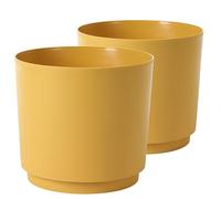 Tymar Macetero de plástico, 2 unidades, color amarillo, diámetro de 32,5 cm