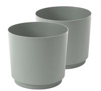 Tymar Macetero de plástico, 2 unidades, color gris y verde, diámetro de 35 cm