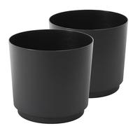 Tymar Macetero de plástico, 2 unidades, color negro, 38 cm de diámetro