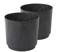 Tymar Macetero de plástico, 2 unidades (hormigón negro; diámetro de 28 cm)