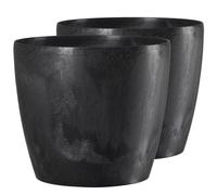 Tymar Macetero de plástico, 2 unidades, moderno, forma redonda (hormigón negro, diámetro de 21 cm)