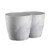 Tymar Macetero de plástico, 2 unidades, moderno, mate, forma redonda (hormigón, diámetro 25 cm)