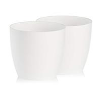 Tymar Macetero de plástico mate (2 unidades, 30 cm de diámetro, 2 unidades), color blanco