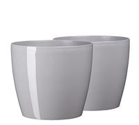 Tymar Macetero de plástico moderno redondo (gris, diámetro 25 cm)
