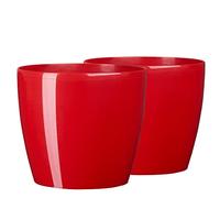 Tymar Macetero de plástico moderno redondo (rojo, diámetro 30 cm)