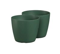 Tymar Macetero de plástico, paquete de 2, 40 cm de diámetro, color verde