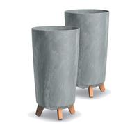 Tymar Macetero grande con patas, maceta grande, maceta grande, maceta mate, maceta para exterior e interior (2 paquetes) hormigón; altura 36,5 cm/diámetro 20 cm