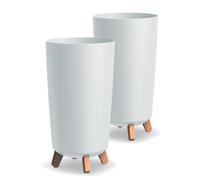 Tymar Macetero grande con patas, maceta grande, maceta grande, maceta mate, maceta para exterior e interior (2 paquetes), color blanco, altura 36,5 cm/diámetro 20 cm