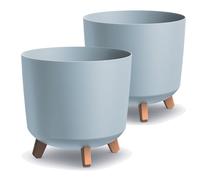 Tymar Macetero grande con patas, maceta grande, maceta grande, maceta mate, maceta para interior y exterior (2 paquetes), color gris, altura 28,5 cm/diámetro 30 cm