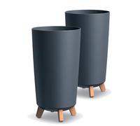 Tymar Macetero grande con patas, maceta grande, maceta mate, maceta para exterior e interior (2 paquetes), altura 36,5 cm/diámetro 20 cm