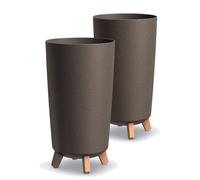Tymar Macetero grande con patas, macetero grande, maceta grande, maceta mate, maceta para exterior e interior (2 paquetes) café; altura 44,5 cm/diámetro 24 cm