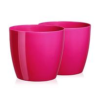 Tymar Macetero redondo (2 unidades, 20 cm de diámetro), color fucsia