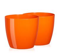 Tymar Macetero redondo, 2 unidades, color naranja, diámetro de 20 cm
