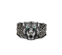 TYMONT Anillo Cabeza De Tigre De Plata De Ley 925 Para Hombre, Anillo Personalizado Vintage Ajustable,Plata,Adjustable