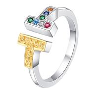 TYMONT Anillo De Plata De Ley S925 Motivo Tangka Doble T, Anillo De Plata De Ley Estilo Personalizado,Plata,7
