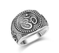 TYMONT Anillo De Plata De Ley S925 Para Hombre, Anillo Vintage Cerrado Con Sello De Calidad King Fountainhead,Plata,13