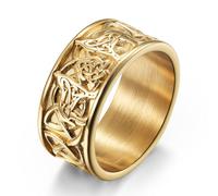 TYMONT Anillo nórdico de acero inoxidable con nudo celta para hombre, diseño de lobo celta de Irlanda, amor, Trinidad, nudo celta, para mujer