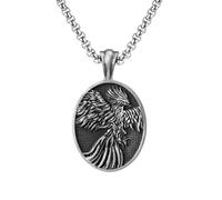 TYMONT Colgante Ave Fénix Inmortal De Estaño Puro, Collar Colgante Sello De Estaño Puro Personalizado Para Hombre Y Mujer,Plata,Pendant + Chain 60cm