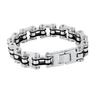 TYMONT Pulsera De Acero De Titanio Con Cadena De Motocicleta Para Hombre, Pulsera De Motocicleta De Bicicleta De Acero De Titanio De Roca Dominante Gótica,Plata,22cm*1.6cm