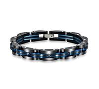 TYMONT Pulsera De Acero De Titanio Negro Y Azul De Dos Tonos Para Hombre Con Personalidad, Pulsera Gótica De Fibra De Carbono, Regalo De Bicicleta Punk