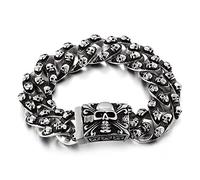 TYMONT Pulsera De Cadena Cubana De Calavera De Acero Inoxidable Engrosada Con Personalidad Para Hombre, Pulsera De Cadena De Diente De Caballo Elegante Para Motocicleta Punk