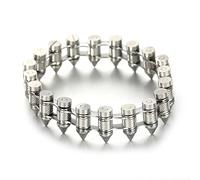 TYMONT Pulsera De Cadena De Bala De Acero Inoxidable Para Hombre, Pulsera De Bala De Motocicleta Gótica Rock Punk, Joyería De Soldado,Silver a,22CM*1.6CM