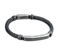 TYMONT Pulsera De Cadena De Quilla De Plata De Ley S925 Vintage, Pulsera De Plata Tailandesa De Cadena De Oreja De Trigo Para Hombre, Pulsera De Símbolo De Misterio Turco,Plata,17cm