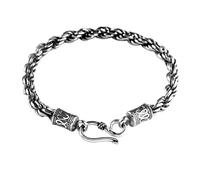 TYMONT Pulsera De Cuerda Torcida De Cuerda De Cáñamo Italiana Vintage De Plata De Ley S925 Para Hombre, Pulsera De Cuerda De Cáñamo Versátil De Moda Gótica,Plata,19cm