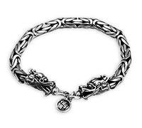 TYMONT Pulsera De Dragón De Plata De Ley S925 Para Hombre, Pulsera De Motocicleta Con Cabeza De Dragón Doble De Plata Tailandesa Vintage Gótica,Silver 5mm,19cm