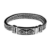 TYMONT Pulsera De Vajra Budista De Plata De Ley S925 Para Hombre, Pulsera De Amuleto Budista Tibetano De Plata Tailandesa Vintage Gótica Regalo,Plata,19cm