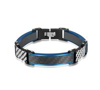 TYMONT Pulseras Carburo Tungsteno Alta Calidad Europeas Y Americanas, Pulseras Fibra Carbono Acero Inoxidable Para Hombres, Regalos De Motocicleta Punk,Azul