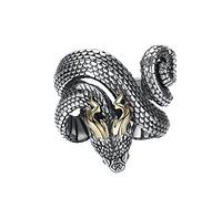 TYMONT S925 Anillo De Plata De Ley De Los Hombres, La Apertura De Serpiente Espíritu Vintage Personalizado Anillo De Moda,Plata,Adjustable