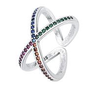 TYMONT S925 Anillo De Plata De Ley Y Diamantes Para Mujer, Anillo Sencillo De Plata De Ley En Forma De Cruz,Plata,8