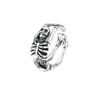TYMONT S925 Plata De Ley Anillo De Hombre Calavera Con Respiradero Vivo Vintage Anillo Personalizado,Plata,11