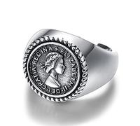 TYMONT S925 Plata De Ley Anillo De Mujer, Reina Isabel Ajustable Creativo Anillo Personalizado,Plata,Adjustable