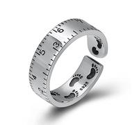 TYMONT S925 Plata De Ley Anillo Simple Mujer, Anillo Personalizado Huella Digital Cinta Métrica,Plata,7