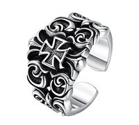 TYMONT S925 Plata De Ley Anillo Unisex, Cruz Hueco Vid Vintage Do-Over Anillo,Plata,Adjustable