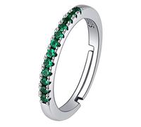 TYMONT S925 Plata Esterlina Apilados Fila De Diamantes Anillo Para Las Mujeres, El Temperamento Simple Anillo De Plata Esterlina,Plata,10