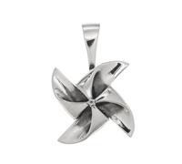 TYMONT S925 Plata Esterlina Molino De Viento Colgante Giratorio, Los Hombres Y Las Parejas De Mujeres De Moda Cien A Juego Collar Colgante De Plata Esterlina,Plata,Pendant + Chain 65cm