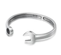 TYMONT S925 Pulsera De Plata De Ley Llave Inglesa Vintage, Pulsera De Plata De Ley Ajustable Con Apertura Creativa Personalizada Para Señora,Plata,18cm~22cm